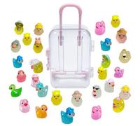 Mini canards en résine - Figurines lumineuses de 30 pièces avec valise | Pendentifs lumineux de nuit, design miniature pour fête de piscine, décoration de jardin