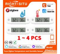 Mini capteur de température et d'humidité Tuya Zigbee 3.0, pour maison intelligente, thermomètre et hygromètre, application de travail à distance avec Yandex Alexa, 1 à 4 pièces Zigbee Version