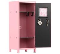 Mini casier de rangement vertical en métal avec serrure et 2 clés, 10,5 × 10,5 × 27,5 cm, boîte de rangement pour fille, caisse à monnaie empilable pour bureau, chambre à coucher (rose)