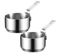 Mini casserole 2 pièces, casserole en acier inoxydable 2, 17x1, 18, petite antiadhésive, mini suspendue avec poignée pour lait chaud, café, beurre