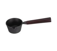 Mini Casserole en Fonte Noire avec Manche en Bois et Bec Verseur | Chauffe Uniforme, Format Compact, Surface Antiadhésive, pour Petits Volumes, Bonbons et Sauces