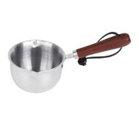 Mini Casserole Inox Argenté à Poignée Bois, Anti-brûlure la Cuisine | Acier Inoxydable, Échelle Interne, Nettoyage Facile, Poignée Ergonomique Pu, Usage la Cuisine