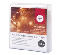 Mini-Chaîne Lumineuse 20 Lumignons Led 220cm Jaune + Minuterie - Rayher