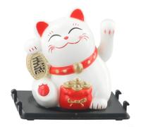 Mini chat porte-bonheur à énergie solaire automatique - Décoration pour la maison, le bureau, la voiture, le tableau de bord, anniversaire, noir, blanc, jaune - Figurine de fortune en plastique avec