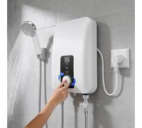 Mini chauffe-eau instantané, 5500W Chauffe-eau instantané sans réservoir, Mini stockage électrique chauffe-eau avec affichage LED de la température 30-55 °C, étanche IPX4 pour cuisine, salle de bain