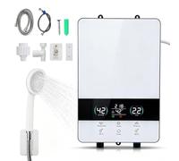 Mini Chauffe-Eau Instantané Électrique 6000W sans Réservoir | Écran LED Tactile 30-55°C, Chauffe-Eau Sous Évier avec Douchette, Compact Mural pour Lavabo, Cuisine, WC, IPX4