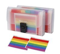 Mini Chemises à Documents Format, 2 Pièces A6 Trieur Document 13 Compartiments Extensible Étanche Classeur Trieur Accordéon de Bureau avec Multicolore étiquettes