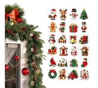 Mini Christmas Brick Ornament Calendrier De L'avent 2026 | 24 Jours Briques Acrylique Collection, Mini Briques Acryliques D'ornements De Collection 2D Pour Fêtes De Guirlandes