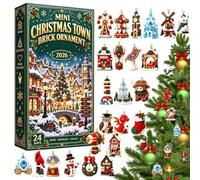 Mini Christmas Brick Ornament Calendrier De L'avent 2026, Acrylique 2D | 24 Jours Briques Acrylique Collection Suspension Pour Arbre Pour Maison Salon Manteau De Cheminée Fête