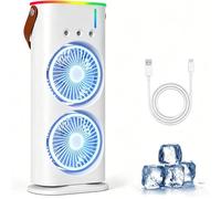 Mini climatiseur mobile 4 en 1 - 280ml - USB - 3 vitesses 3 modes brumisation - Veilleuse 7 couleurs - Chambre - Velunor