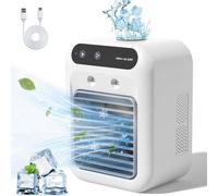 Mini climatiseur portable - 2 jets d'air frais - Ventilateur personnel à 2 vitesses - Pour la chambre, le bureau, l'extérieur
