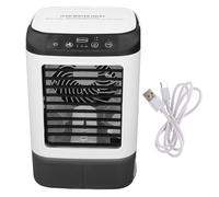 Mini Climatiseur Portable- 3-en-1 Refroidisseur d'Air avec Brumisation USB et LED - pour Bureau, Chambre et Camping - Blanc