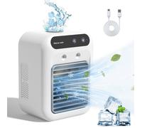 Mini climatiseur portable - - Brumisation glacée & USB rechargeable - Silencieux pour chambre, bureau - Blanc