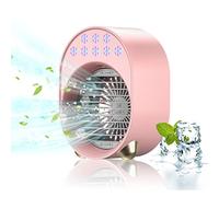 Mini Climatiseur Portable, Climatiseur Mobile Sans Évacuation, Ventilateur Silencieux Chambre, Clim Rechargeable USB Petit Humidificateur Air 3600mAh 4 en 1