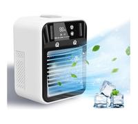 Mini Climatiseur Portable Rechargeable - Rafraîchisseur d'Air 2 Vitesses avec Brumisateur et Écran - Pour Chambre, Bureau et Voiture