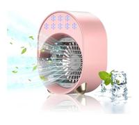 Mini Climatiseur Portable Sans Évacuation, Ventilateur Silencieux Chambre, Clim Mobile Rechargeable USB Petit Humidificateur(Rose)