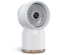Mini Climatiseur Portable - Ventilateur Silencieux avec Humidificateur USB - Pour Bureau, Chambre - Blanc avec Base en Bois