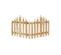 Mini clôture sapin de noël en bois 77x38cm à led blanc chaud barrière décorative d'hiver illumination festive 2 flocons de neige artificielle inclus