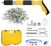 Mini-cloueur, puissance réglable, fonctionnement silencieux, pistolet à clous jaune+100 clous+boîte à outils