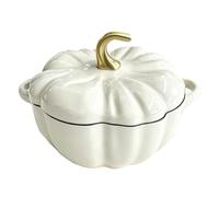Mini cocotte en forme de citrouille, bol émaillé grande capacité | Mikro Schnellkochtopf im Kür esign, antihaftbeschichtet, leicht zu reinigen, ideales Geschenk.,White-3.67L