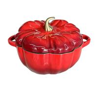 Mini cocotte en forme de citrouille, bol émaillé grande capacité | Mikro Schnellkochtopf im Kür esign, antihaftbeschichtet, leicht zu reinigen, ideales Geschenk.,Deep Red-3.67L