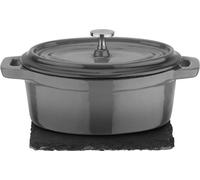 Mini Cocotte GSW 718301, Fonte d'Acier Massive, Induction, Gris Anthracite, Intérieur Émaillé Blanc, Four jusqu'à 240°C