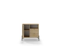 Mini commode 1 porte 84cm en mélamine Chêne clair