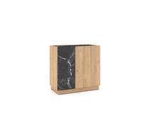 Mini commode 2 portes 80cm en mélamine Chêne clair