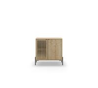 Mini commode 2 portes 83cm en mélamine Chêne clair