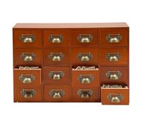 Mini commode avec 16 tiroirs, boîte à tiroirs vintage en bois, armoire de pharmacie, meuble de rangement de bureau pour stockage, découpage et décoration, marron
