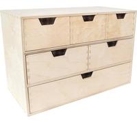 Mini Commode en Bois - Creative Deco - 6 Tiroirs - Coffre Beige Parfait à Décorer Peindre
