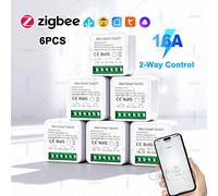 Mini commutateur intelligent Zigbee 3.0, 6 pièces, 16A, Module de disjoncteur domestique, prise en charge de l'application de contrôle bidirectionnel, contrôle de synchronisation à distance, Hub 6PCS
