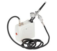 Mini compresseur pour aérographe - Kit d'aérographe - Démarrage/arrêt automatique - 2 à 15 PSI - Réservoir de 7 ml - Appareil portable - Prise européenne - Blanc