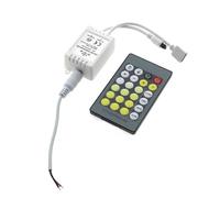 Mini contrôleur pour bandes LED CCT, télécommande IR, installation facile, réglage de la luminosité et de la couleur.