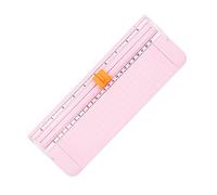 Mini coupe-papier portable A4, outil de scrapbooking avec protection de sécurité et règle latérale pour papier, photos et étiquettes (rose)