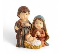 Mini crèche de Noël, 7 cm: Petite décoration Festive en résine, Figurine de la Sainte Famille, de Table intérieure dorée et Brune, Miniature élégante pour Maison ou Bureau