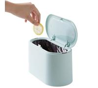 Mini Desk Trash Can - Countertop Waste Bin, Compact Office Lid Container | Small Waste Container - Tidy Disposal for Workspaces, Vanity Areas | Mini Countertop Bin with Covered Opening for Daily Clutt