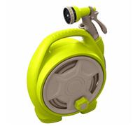 Jardibric - Dévidoir Enrouleur d'Arrosage Portable 10m - Compact et Léger - Choix de Couleurs (Vert Anis ou Taupe Turquoise) - Idéal pour Jardin, Terrasse, Balcon - Prêt à l’Emploi