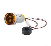 Mini Digital Voltmeter AC 20-380V 22mm Hole(yellow) | AC 20-380V range, 0-100A current, 22mm hole, fast 200ms refresh, clear digital readout