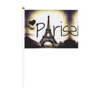 Mini drapeaux à main avec impression de la Tour Eiffel Paris | Drapeaux de 14 x 20,8 cm, dessus lisse et arrondi, idéal pour les défilés, les jeux de football, les fêtes