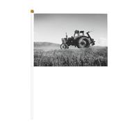 Mini drapeaux à main imprimés tranquillement tracteur agricole | Drapeaux de 14 x 20,8 cm, dessus lisse et arrondi, idéal pour les défilés, les jeux de football, les fêtes