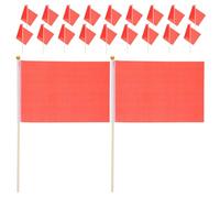 Mini Drapeaux Rouges sur Bâtons 14x21 Cm, Lot de 20 | Polyester et Bois, Format Compact et Portable, Usage Intérieur et Extérieur, pour Événements et Sports