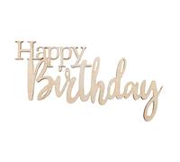 Mini - Écrit.Bois"Happybirthday"Fsc Mixcred, Nature, 8,5x4,7x0,3cm, 4 Pièces