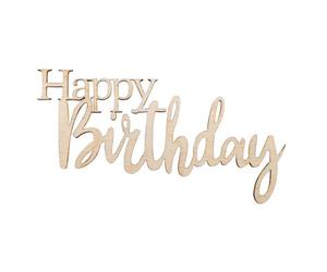 Mini - Écrit.Bois"Happybirthday"Fsc Mixcred, Nature, 8,5x4,7x0,3cm, 4 Pièces