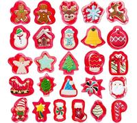 Mini emporte-pièce de Noël Set de 26 pièces en plastique Bonhomme de pain d'épice Arbre Bonhomme de neige Renne Père Noël Flocon de neige Sucre d'orge