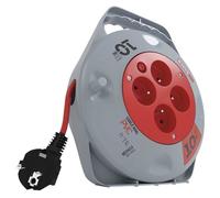 Mini enrouleur de câble 10m - 4 prises French - 230 V, 10 A, 2300 W - isolation PVC de haute qualité - H05VV-F3G 1,0 mm2 - avec in