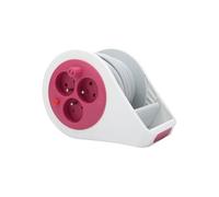 Mini enrouleur design 3 prises 2P+T - 7m Rose - Zenitech