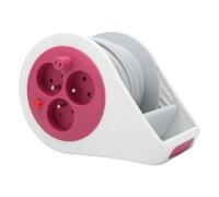 Zenitech Mini enrouleur design 3 prises 2P+T 7 m rose