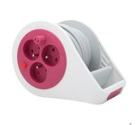 Mini enrouleur design 3 prises 2P+T - 7m Rose - Zenitech