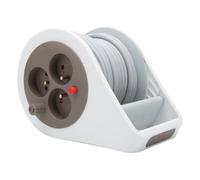 Mini Enrouleur Design 3 Prises 2P+T - 7m Taupe - Zenitech